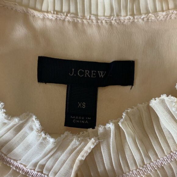 J. Crew Cream Lace Keyhole Ruffle Neck Sleeveless Blouse Size XS - Picture 6 of 14